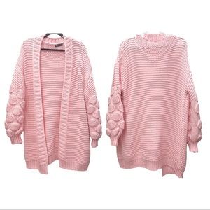 LNWT - SHEIN Oversized Baby Pastel Pink Drop Shoulder Thick Knit Cardigan - M